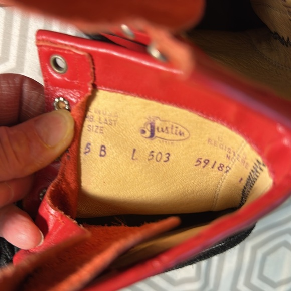 Justin red leather lace up boot sz 5 B - Picture 7 of 11